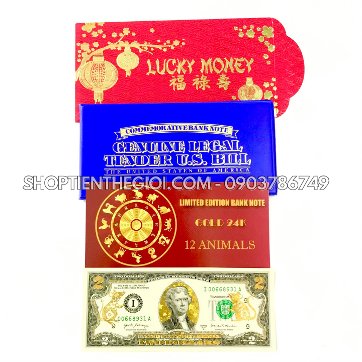 Tiền 2 USD in hình con Chuột 3D nhũ vàng